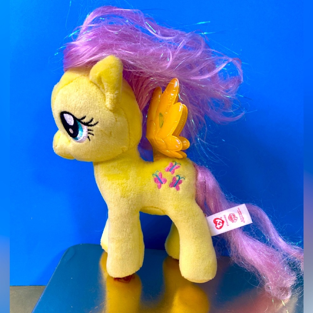 MY LITTLE PONY TY BEANIE BABIES VTG 2015 FLUTTERSHY PLUSH w/PINK TINSEL HAIR 7”
